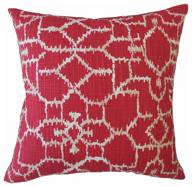 Neith Ikat Throw Pillow, Raspberry - Contemporary - Decorative Pillows ...