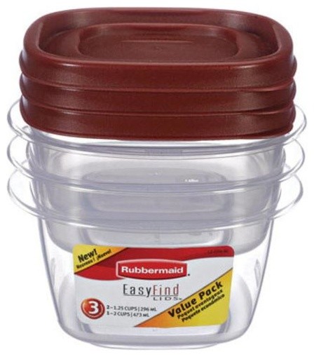 Rubbermaid 2049358 Food Storage Container, 6 Piece, Clear Base