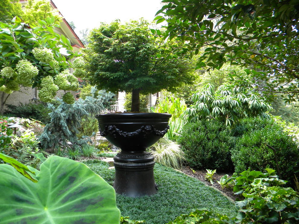 Inspiration for a traditional backyard shaded garden in Atlanta with a container garden.