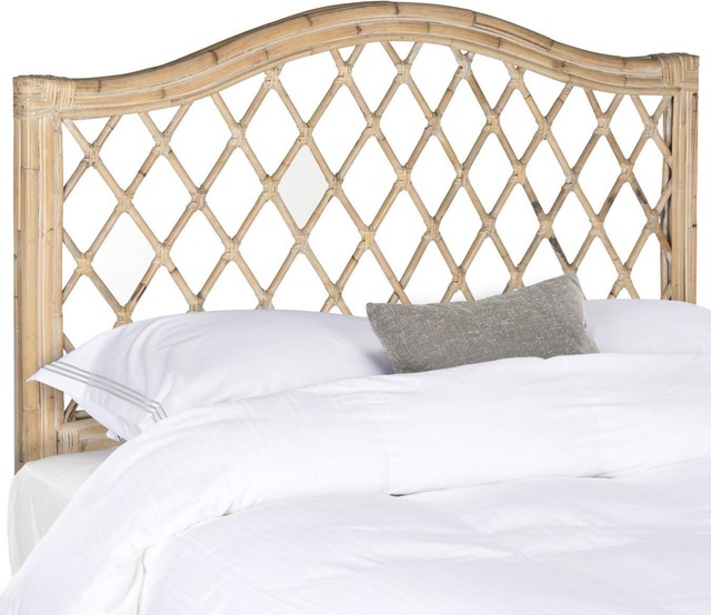 Safavieh Gabrielle White Washed Wicker Headboard, Queen Tropical