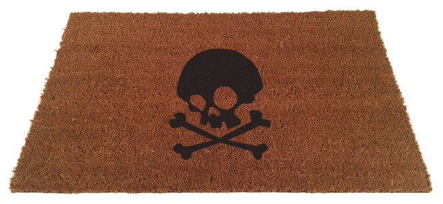 Skull And Crossbones Doormat Black 18 X30