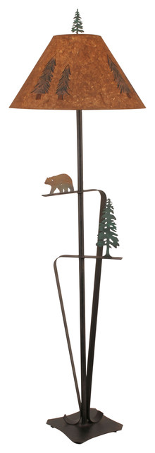 Iron with Walking Bear & Pine Tree Floor Lamp