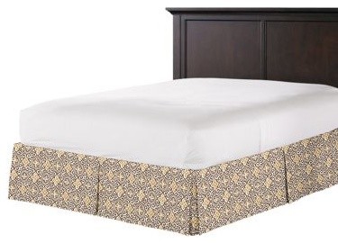 Tan and Gold Moroccan Mosaic Bed Skirt, Pleated