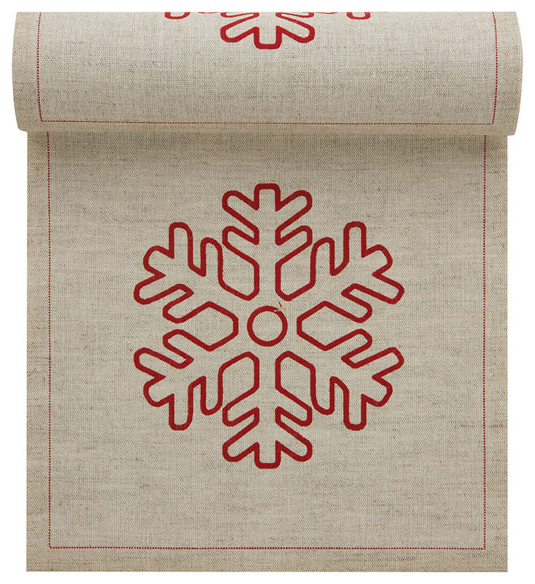 Holiday Printed Luncheon Napkin, Natural, Snowflake