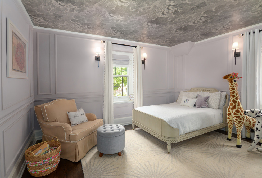 Summit Avenue Child's Bedroom - Adding a pop of color and a wallpapered ceiling to this room turned an ordinary bedroom into a dreamy child's space.
