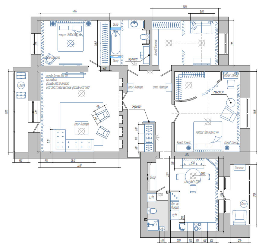 Квартира для Саши. план мебели
