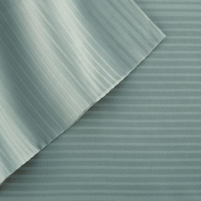 400 Thread Count 100% Tencel Pin stripe 4-piece sheet set King Ocean Blue