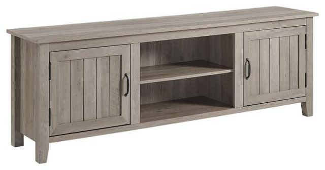 Walker Edison Simple Wood/High-Grade MDF TV Stand for TVs up to 78" in Gray Wash