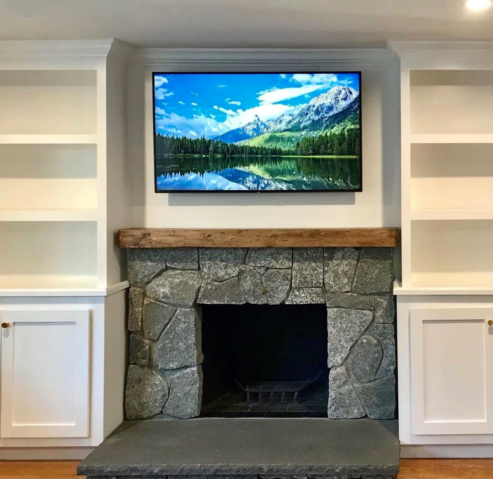 custom mantels, floating shelves and faux beams