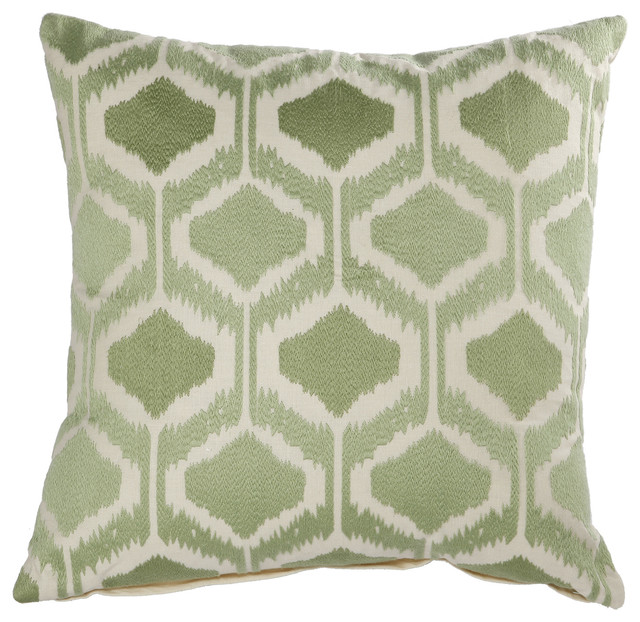 Benton 100% Cotton Embroidered Pillow 18" Green
