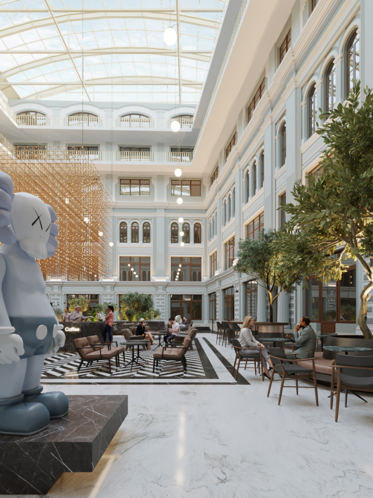 Интерьеры атриума в бизнес-центре "Ветошный, 13", г. Москва