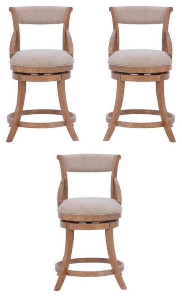 Home Square 26" Wood Upholstered Big and Tall Counter Stool in Brown