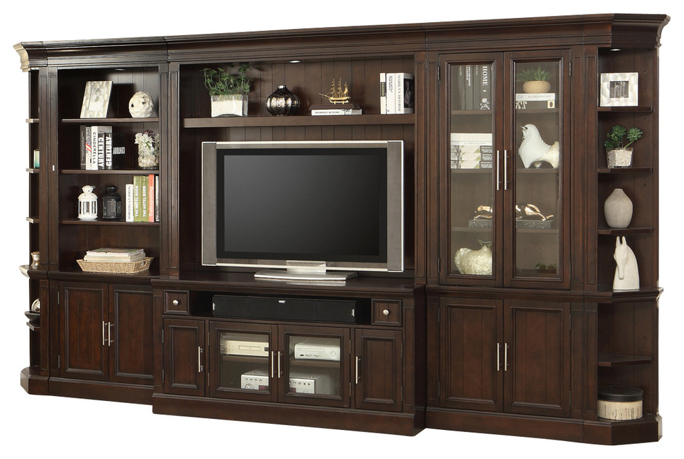 Stanford Library Large Entertainment Wall Unit 7 Piece Set
