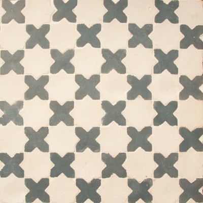 Star Cross Tile, Linen/Cerulean