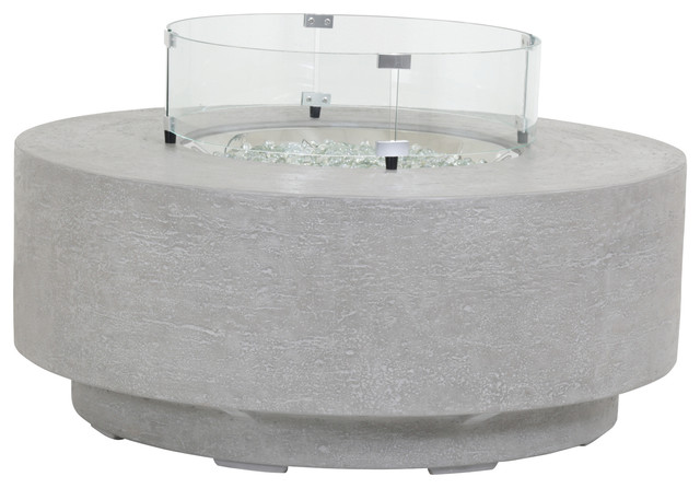 Gravelstone Round Fire Table With Glass Surround - Contemporary - Fire Pits  - by Sunset West Outdoor Furniture | Houzz