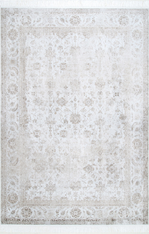 nuLOOM Fading Floral Fringe Area Rug, Ivory, 4'x6' Contemporary