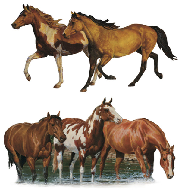 Wild Horses Pony 24pc Self-Stick Wall Accent Stickers Set