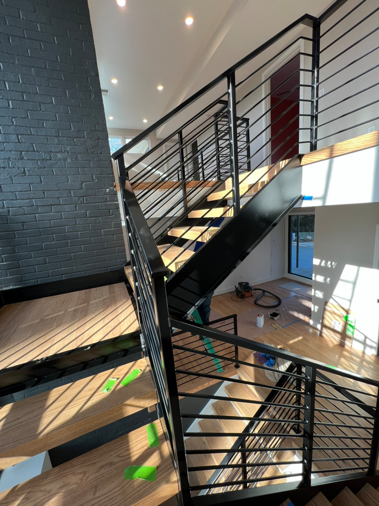 New metal staircase with metal railings