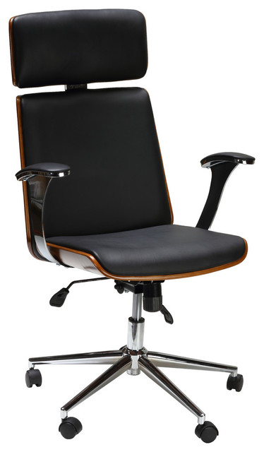 Cortesi Home Shirley Swivel Office Chair With Wood Back And