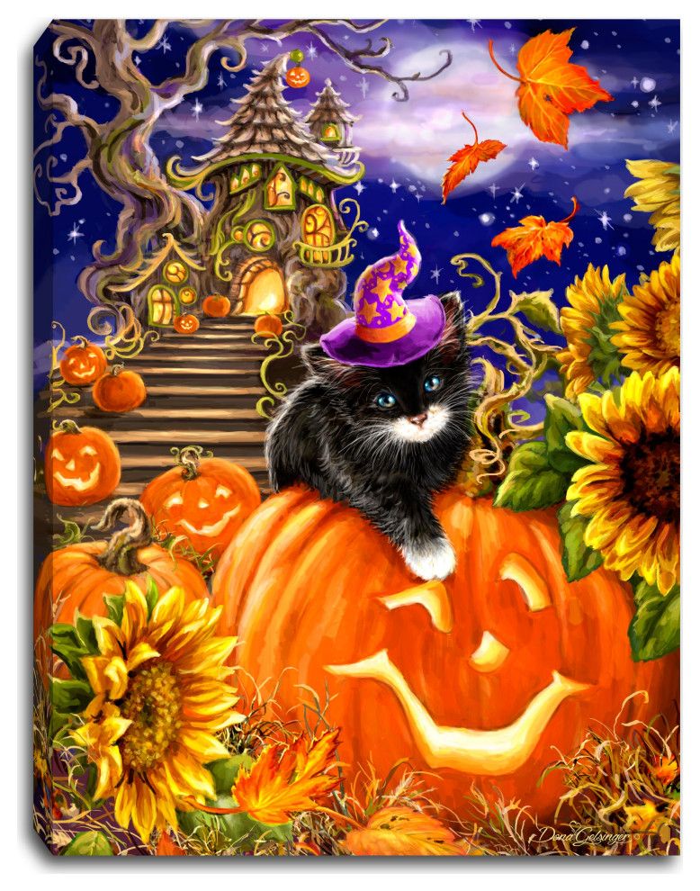 "Halloween Kitten" 8x6 Lighted Tabletop Canvas Farmhouse Prints And