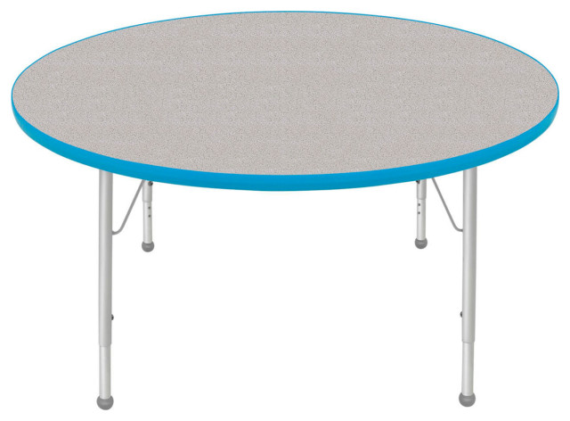 48x48 Square Adjustable Height School Classroom Activity Table Gray Nebula Top/Blue Edge 