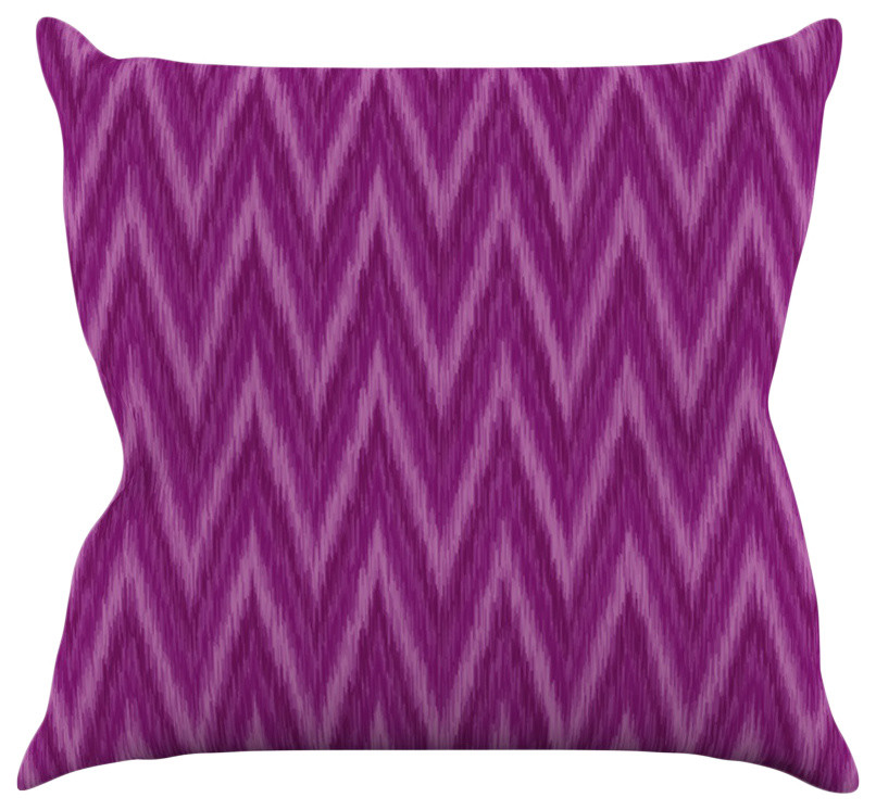 Amanda Lane "Plum Purple Chevron" Lavender Fuschia Throw Pillow, 26"x26"