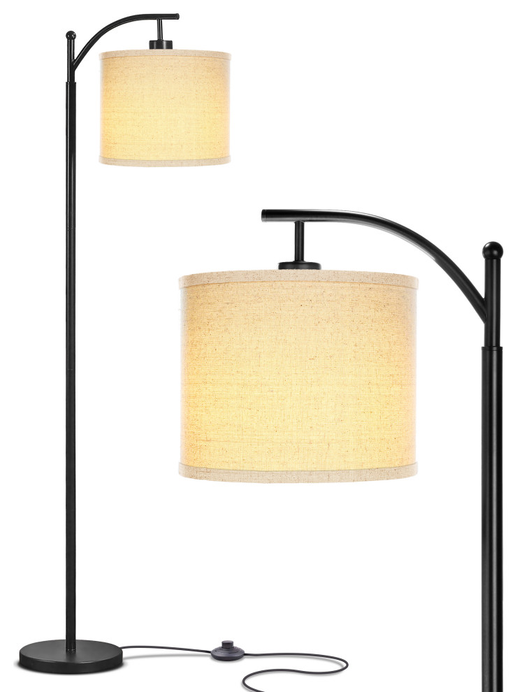Mid Century Modern Floor Lamp for Bedroom Reading Brighten Living Room Corners with A Free Standing Light Tall Office Lighting with Drum Shade & Brass Finish Brightech Emery 
