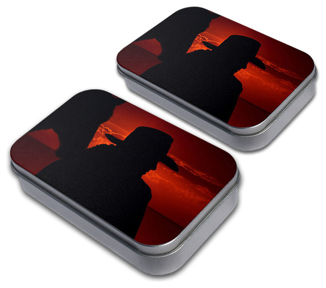 Cowboy with Horse Silhouette Tin Set