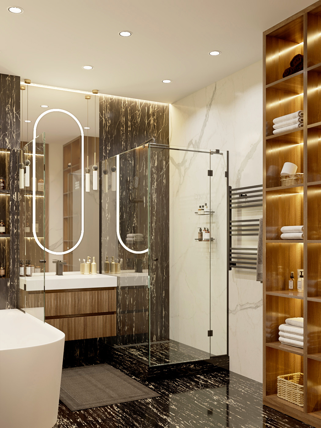 Современная городская квартира с панорамным остеклением в стиле ар-деко