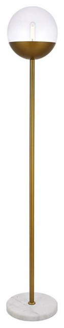 Living District Eclipse 1-Light Metal & Glass Floor Lamp in Brass/Clear