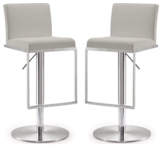 Home Square Amalfi 32.5" Fabric & Stainless Steel Barstool in Gray - Set of 2