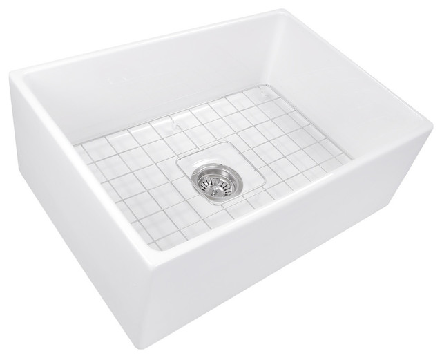 Nantucket Sinks 27" Farmhouse Fireclay Sink with Drain and Grid