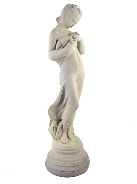 Vintage European Style Gentle Grace Girl Cast Stone Garden Statue Traditional Statues And Yard Art By Modern Artisans Houzz Cast Stone Garden Statue, Cast Stone Garden Statuary