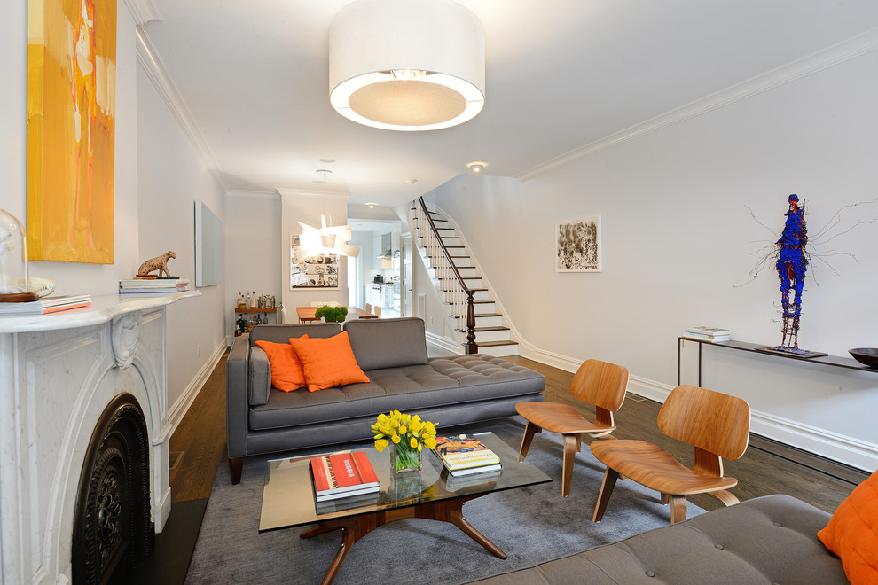 Trendy living room photo in New York