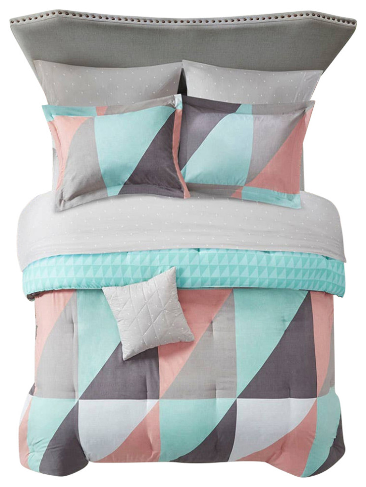 Madison Park Essentials Remy Complete Comforter and Sheet Set, Blue Contemporary Comforters