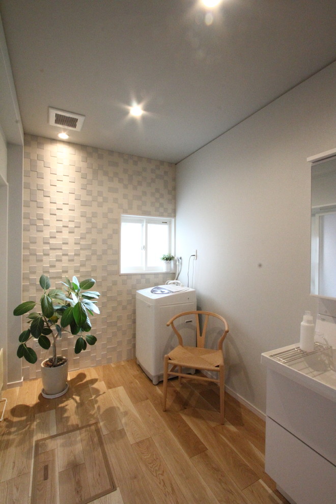 Modern powder room in Other.