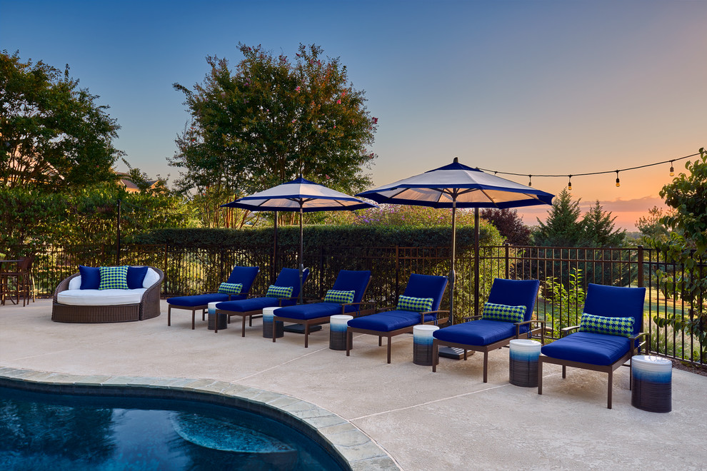 Pool - large transitional backyard concrete and custom-shaped pool idea in DC Metro