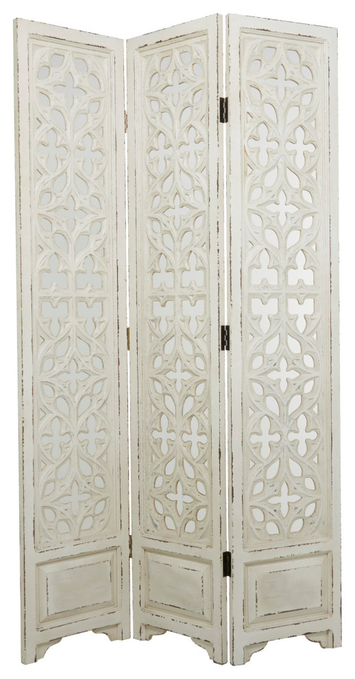 Country Cottage White Wood Room Divider Screen 561459