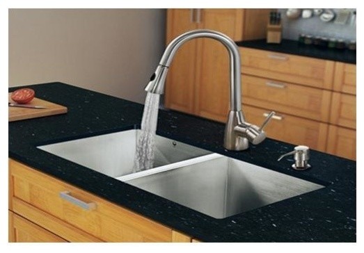 32 in. Undercoated Kitchen Sink and Faucet Set