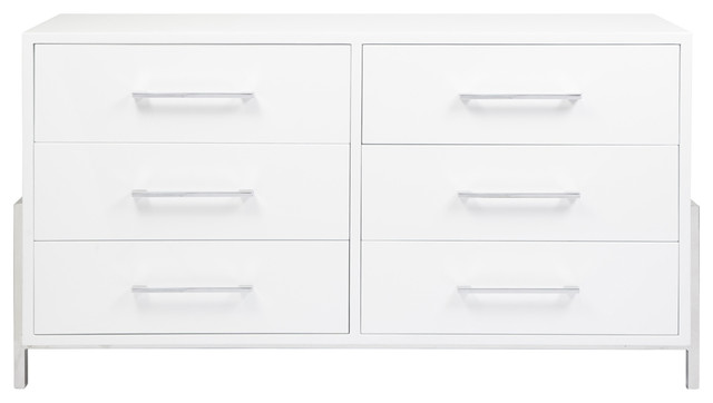 Worlds Away White Lacquer 6 Drawer Chest Bennett Whn