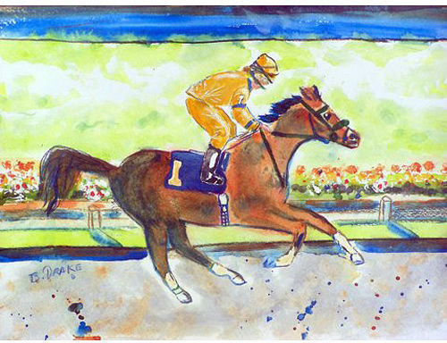Racing Horse Gold Door Mat 18x26