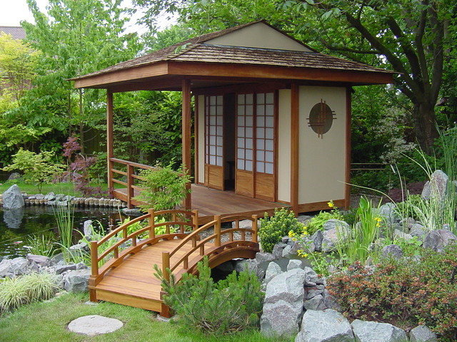 japanese teahouse and koi pond - brentwood