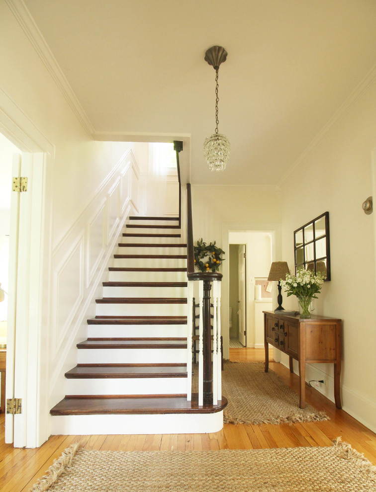 Inspiration for a farmhouse staircase remodel in New York