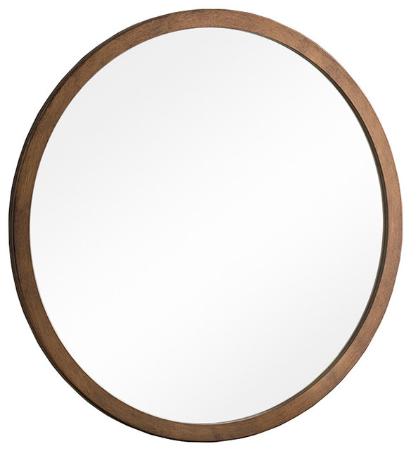 Contemporary Circular Wall Mirror, Bronze Finish, 40 cm