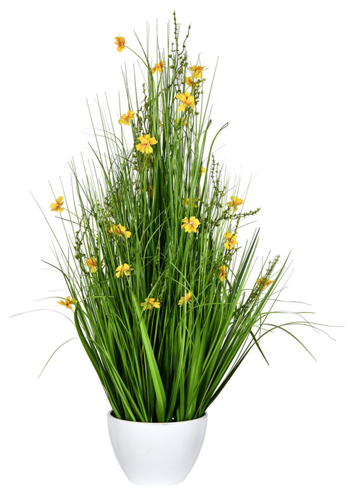 Vickerman Yellow Potted Cosmos Grass, 42"