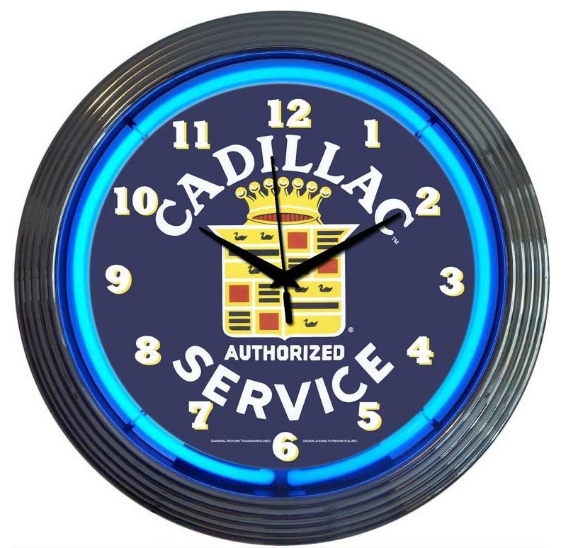 Cadillac Service 15-inch Neon Clock