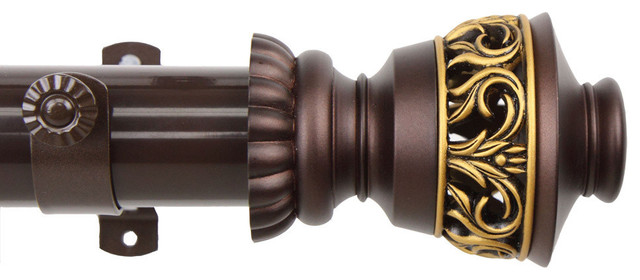 Lattice Curtain Drapery Rod Set In Mahogany Curtain Rods Finials