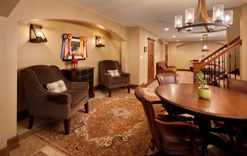 Dining room - rustic dining room idea in Milwaukee