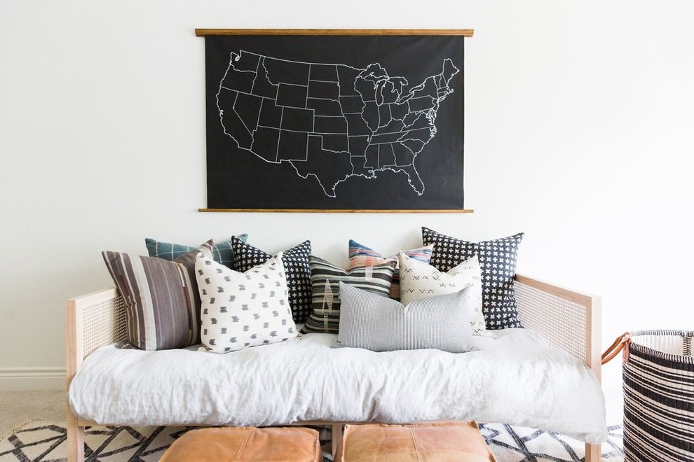 Design ideas for a beach style gender-neutral kids' room in Salt Lake City with white walls.