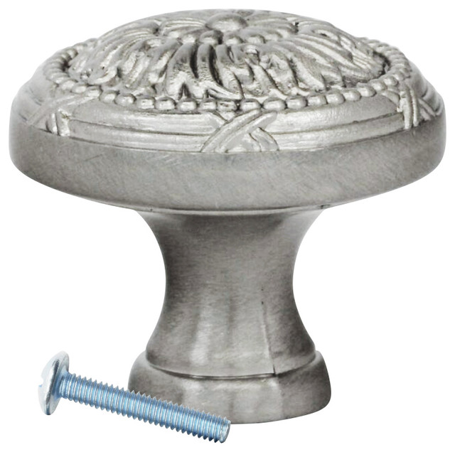 Royal Floral Style Brushed Nickel Cabinet Hardware Knob 1 1 4